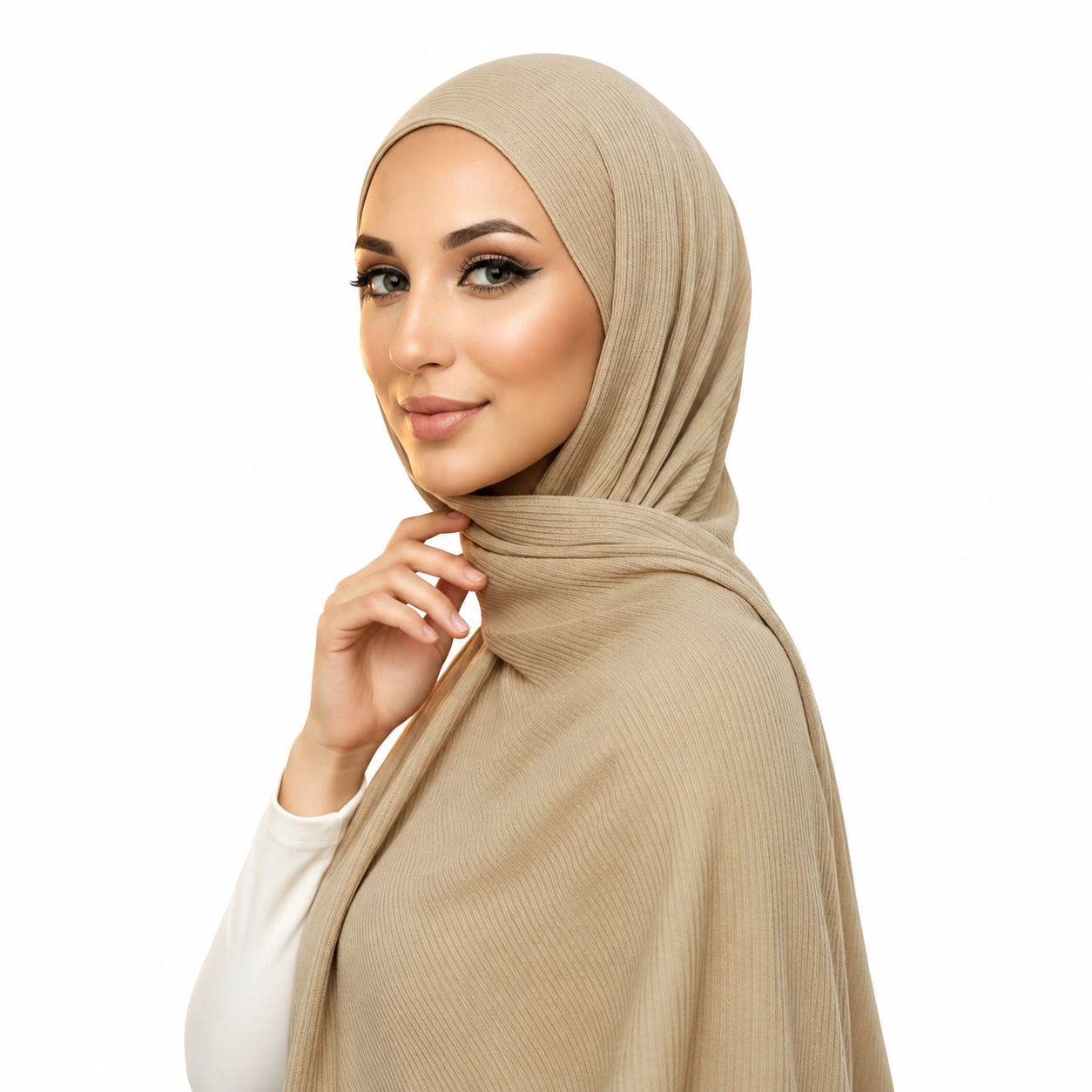 Hijab en Jersey de Bambou Côtelé–Drapé Signature