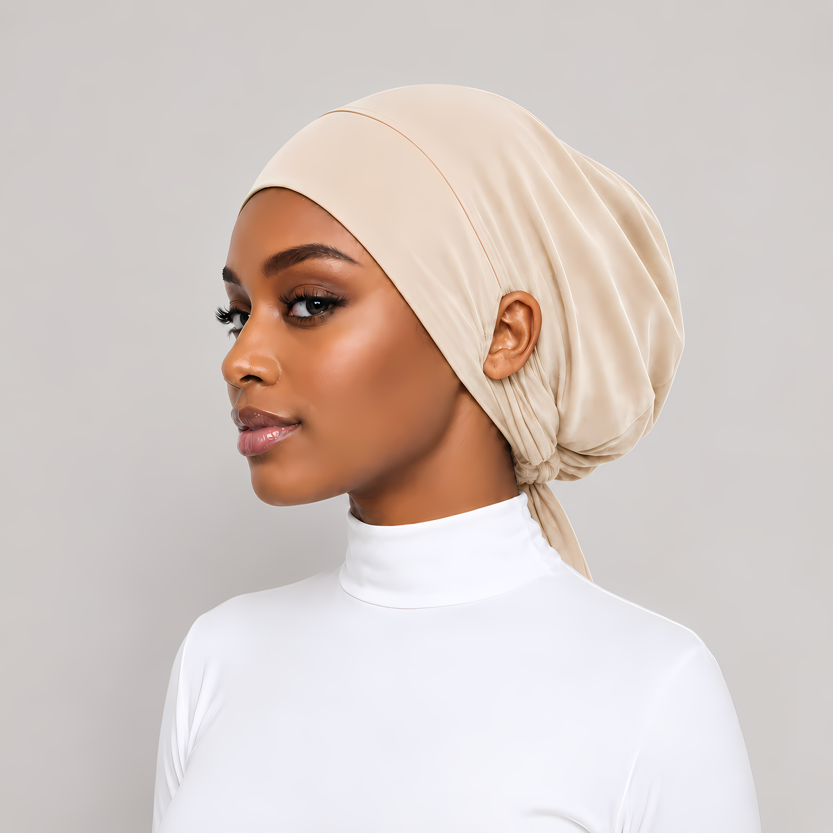 Sous-Foulard Bonnet en Jersey de Bambou–avec sorties aux Oreilles