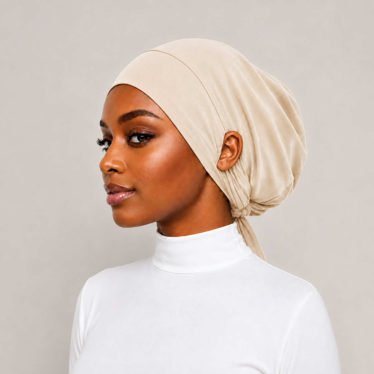 Sous-Foulard Bonnet en Jersey de Bambou–avec sorties aux Oreilles