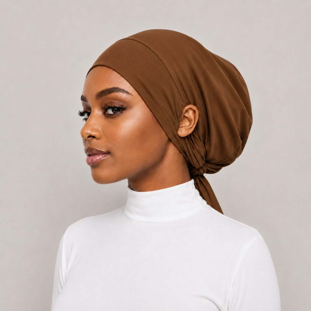 Sous-Foulard Bonnet en Jersey de Bambou–avec sorties aux Oreilles